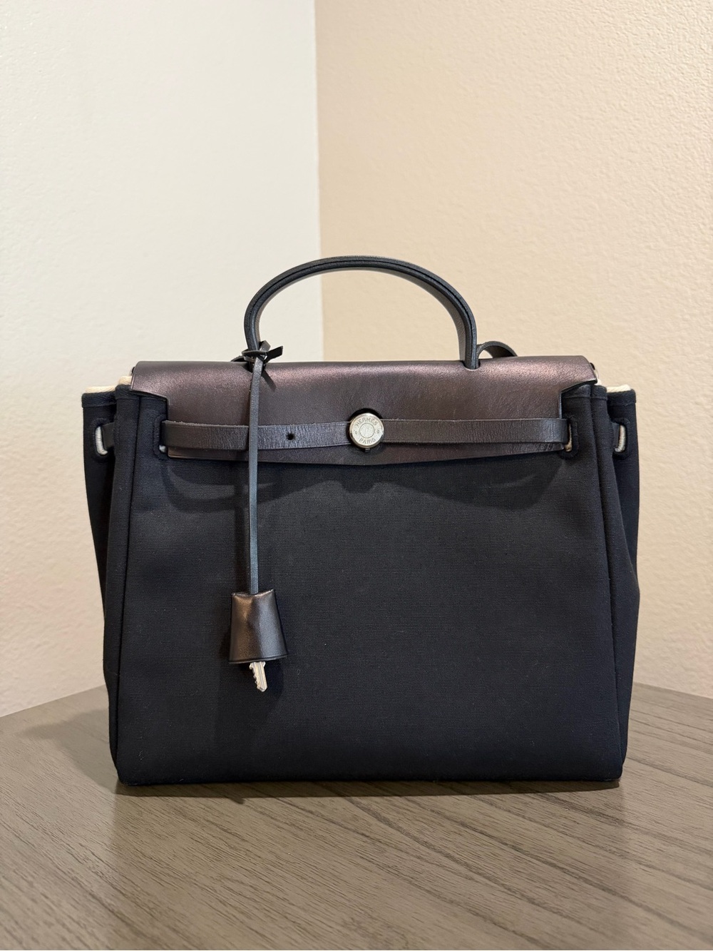 Hermès Herbag Zip 31 Canvas PM Ebene Black Shoulder Bag
